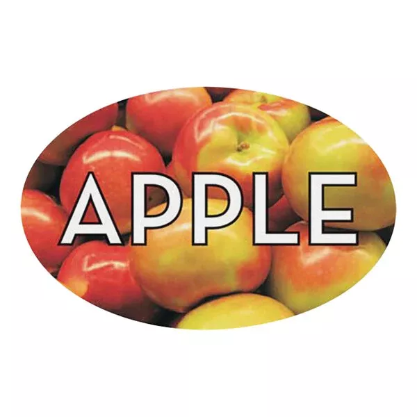 1 1/4" x 2" Oval Apple Bakery Label - Roll of 500