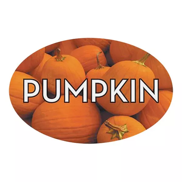 1-1-4-x-2-oval-pumpkin-bakery-label-roll-500 1 1/4" x 2" Oval Pumpkin Bakery Label - Roll of 500