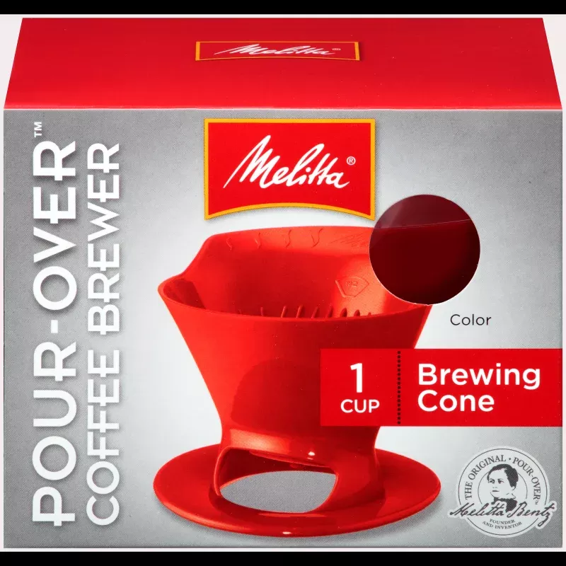 1-Cup Pour-OverCoffee Brew Cone – Red