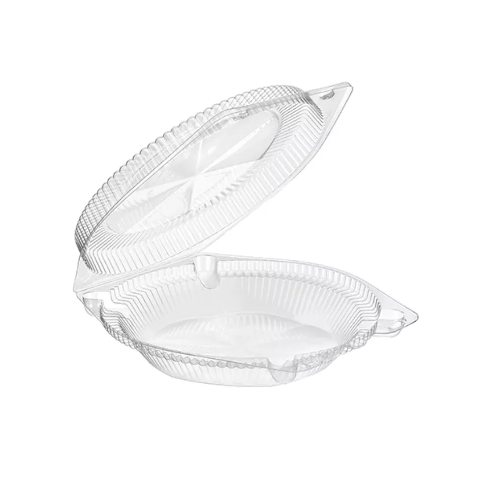 10-hinged-pie-container-w-low-dome-lid-clear-case-200-03325 10" Hinged Pie Container w/ Low Dome Lid, Clear - Case of 200 - 03325