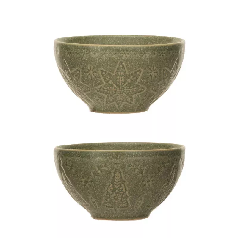 10oz Stoneware Green Bowl, asstd