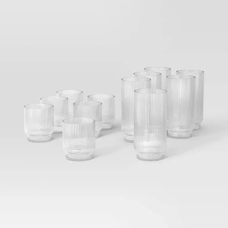 12pc-mixed-ribbed-cassin-tumbler-set 12pc Mixed Ribbed Cassin Tumbler Set