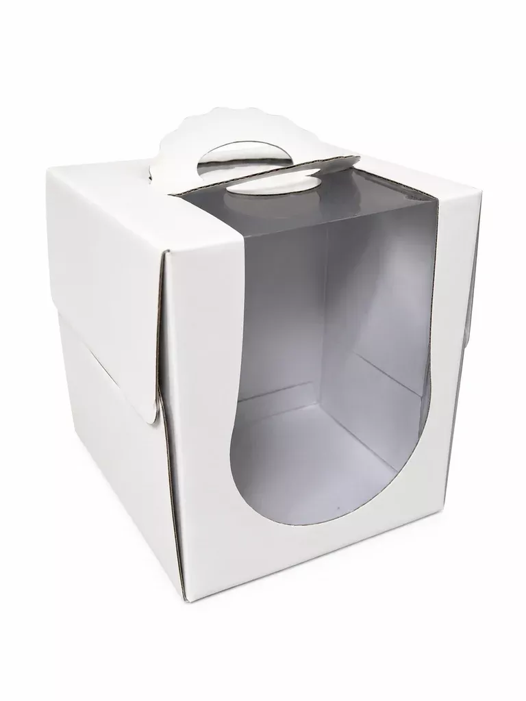 160mm-6-white-mini-cake-box-with-handle-window-tall 160mm (6¼") White Mini Cake Box with Handle & Window - Tall