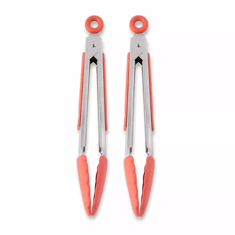 2-pack-silicone-mini-tongs-coral 2-Pack Silicone Mini Tongs, Coral
