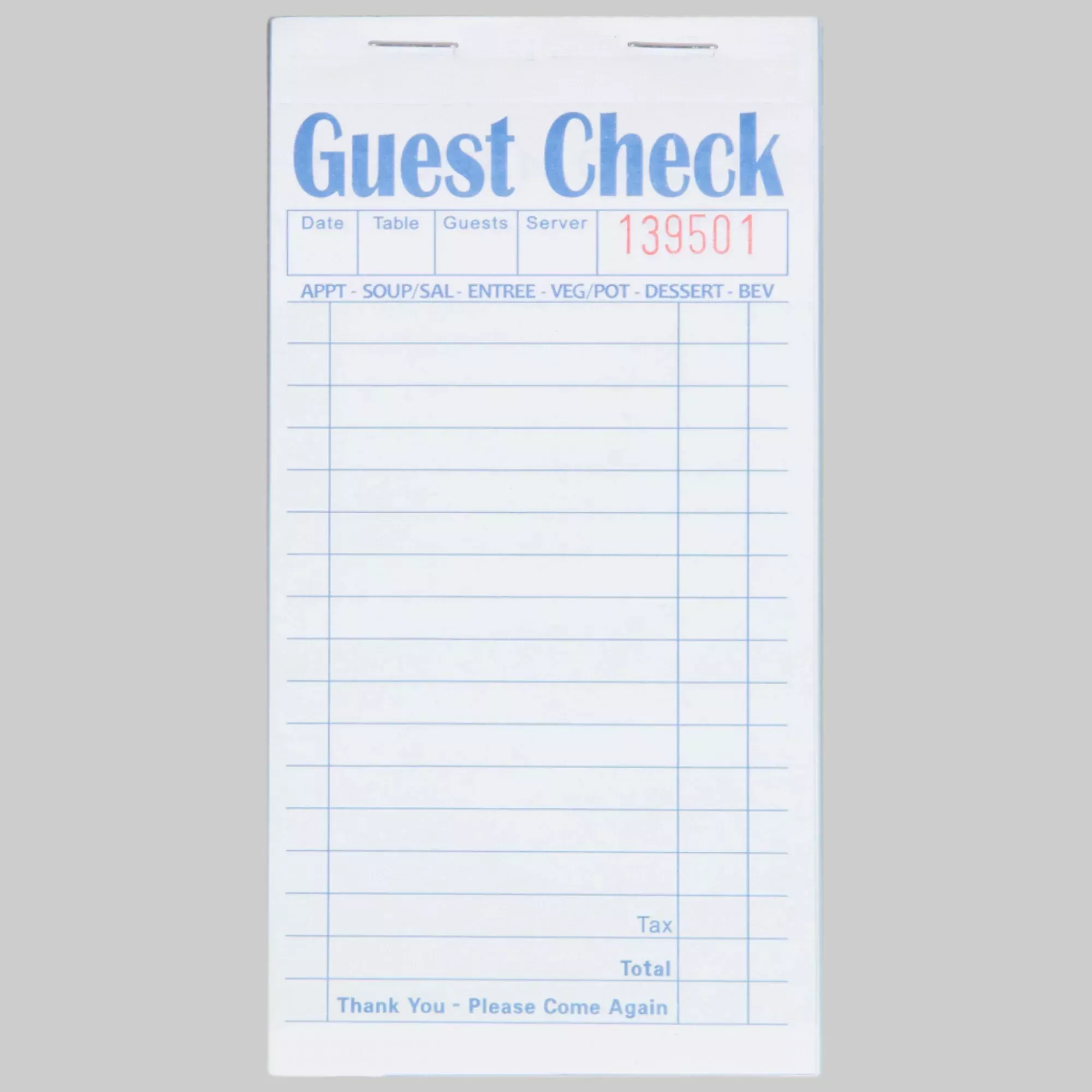 2-part-green-white-carbonless-guest-check-book-case-50 2 Part Green and White Carbonless Guest Check Book - Case of 50