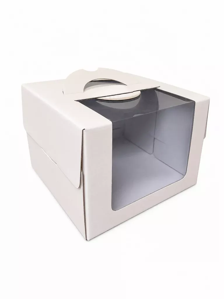210mm-8-ivory-cake-box-with-handle-window 210mm (8¼") Ivory Cake Box with Handle & Window