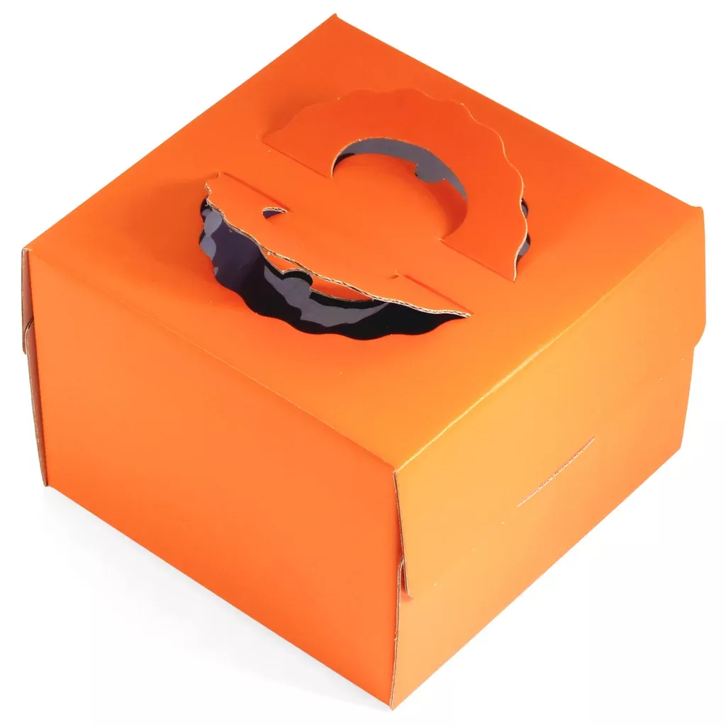 210mm-8-orange-cake-box-with-handle 210mm (8¼") Orange Cake Box with handle