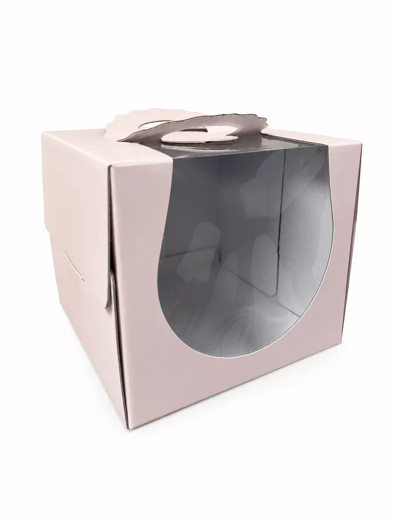 210mm-8-pink-chiffon-cake-box-with-handle-window 210mm (8¼") Pink Chiffon Cake Box with Handle & Window