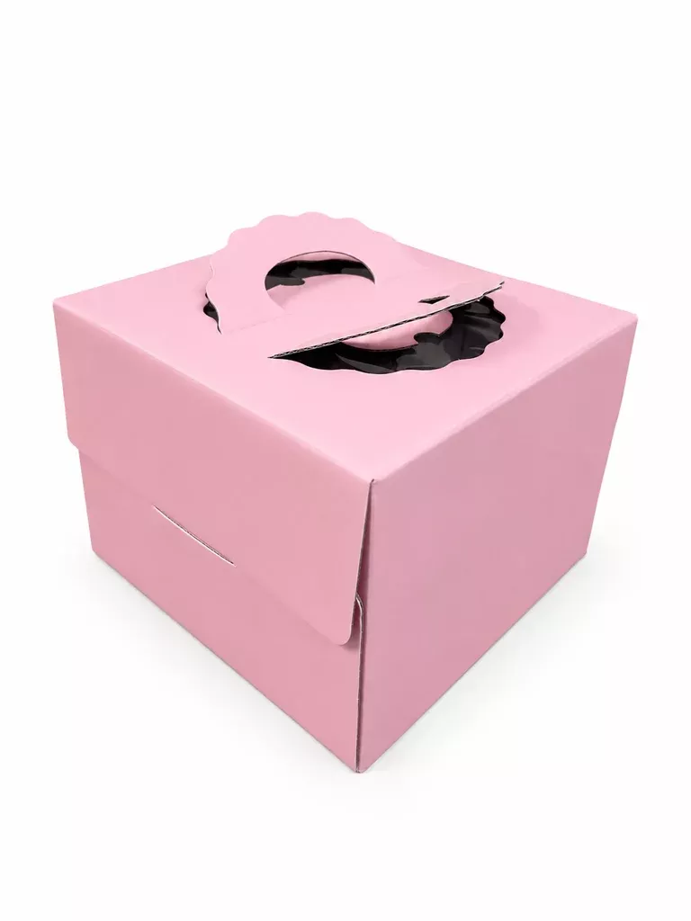 240mm-9-pink-cake-box-with-handle 240mm (9½") Pink Cake Box with handle