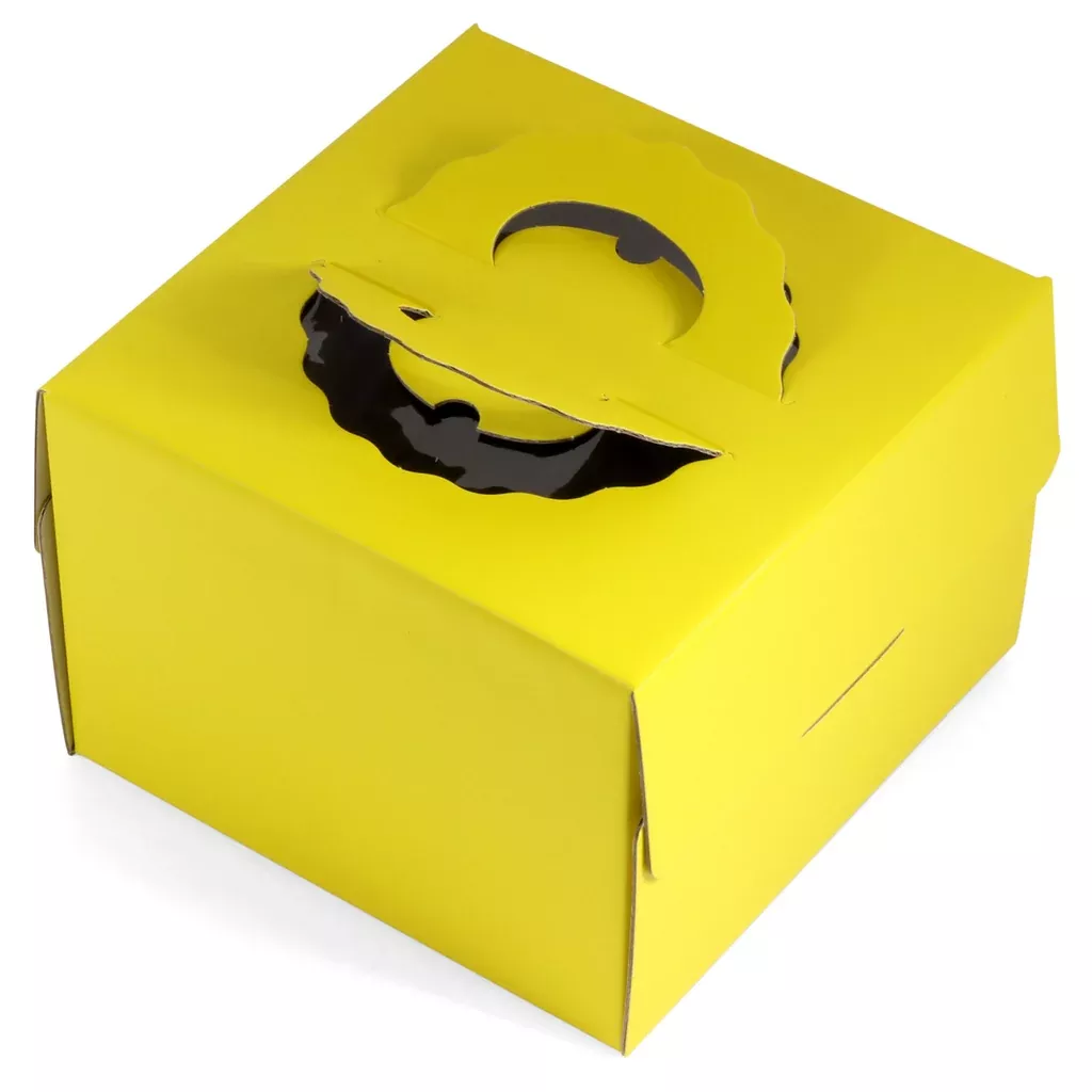 240mm-9-yellow-cake-box-with-handle 240mm (9½") Yellow Cake Box with handle