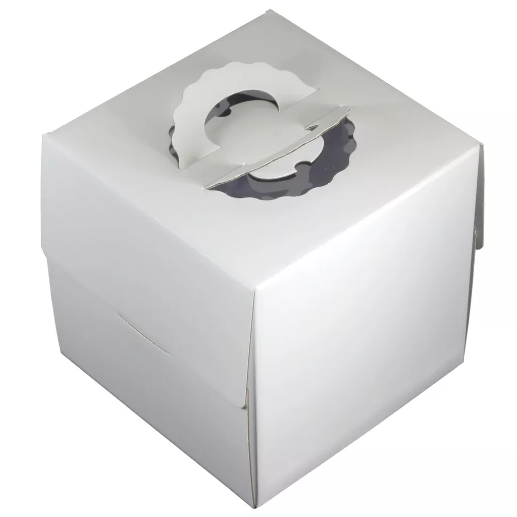 270mm-10-white-2-tier-cake-box-with-handle 270mm (10⅝") White 2-tier Cake Box with handle