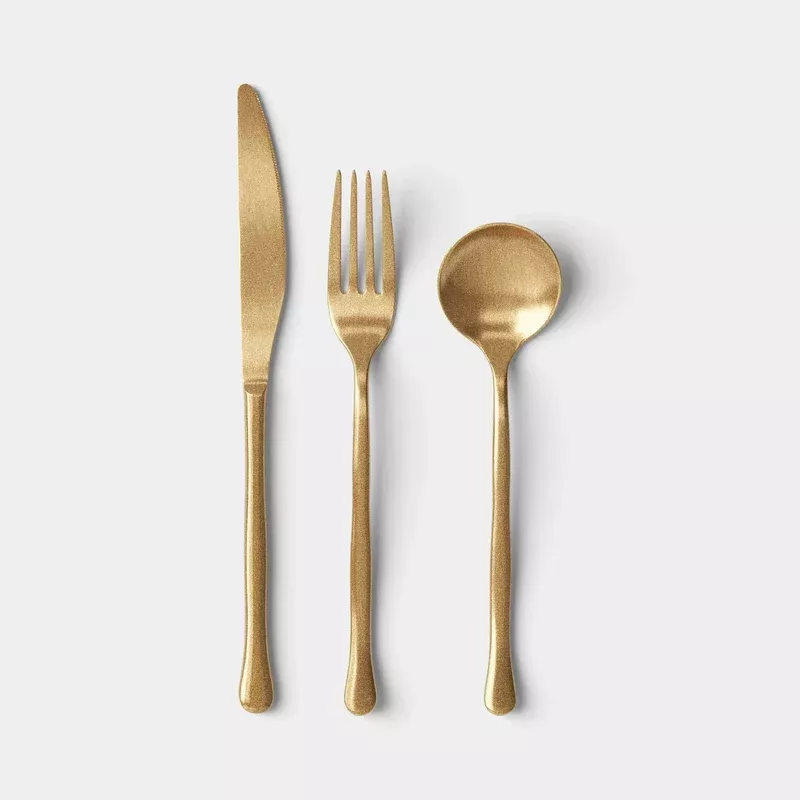 3pc-organic-tumbled-flatware-set-gold-threshold 3pc Organic Tumbled Flatware Set Gold – Threshold
