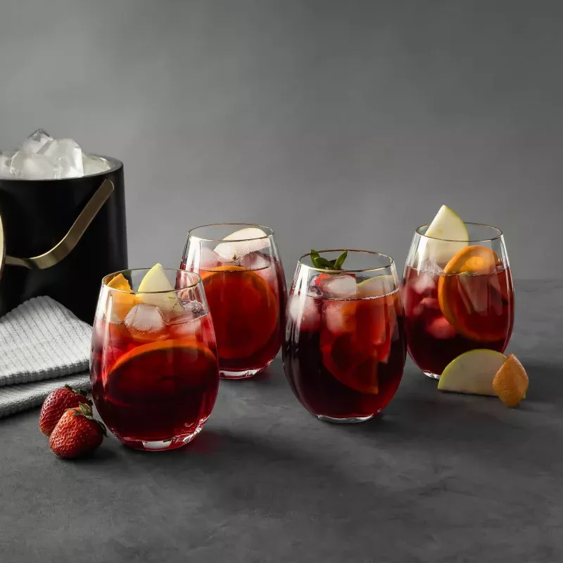 4-piece-scalloped-stemless-wine-glass-set-with-gold-trim 4-Piece Scalloped Stemless Wine Glass Set with Gold Trim