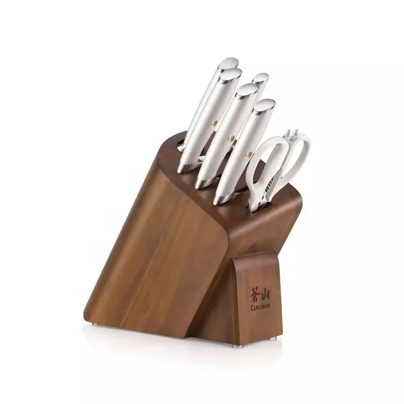 7-Piece Cleaver Knife Block Set – White