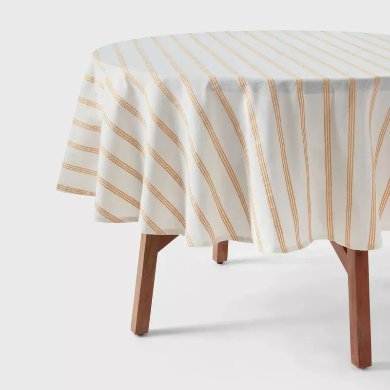 70-cotton-striped-round-tablecloth-yellow 70″ Cotton Striped Round Tablecloth- Yellow