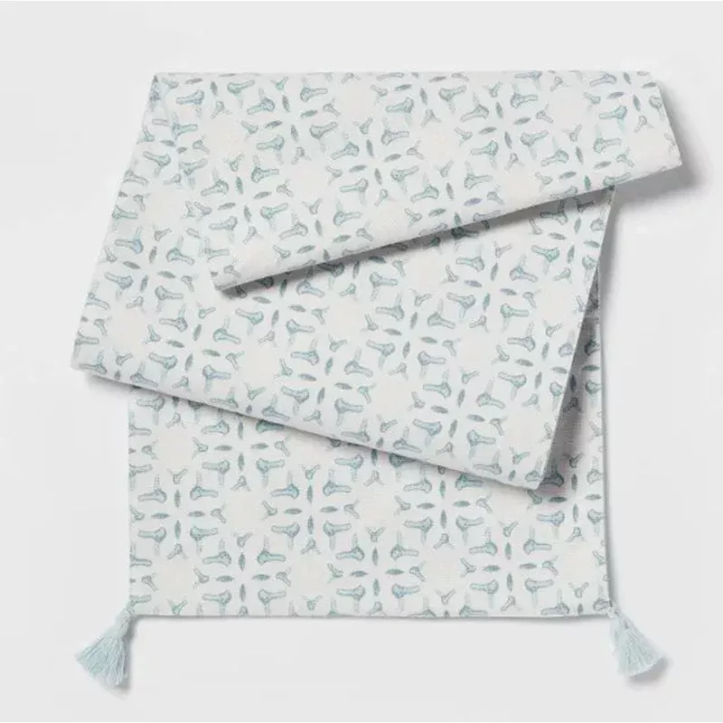 72-x-14-cotton-slub-table-runner-with-tassels-blue 72″ X 14″ Cotton Slub Table Runner with Tassels Blue