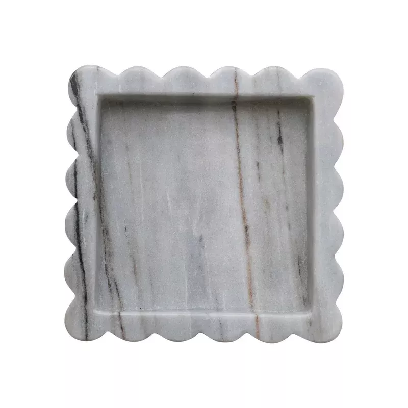 8-square-marble-scalloped-tray-grey-melange 8″ Square Marble Scalloped Tray – Grey Melange