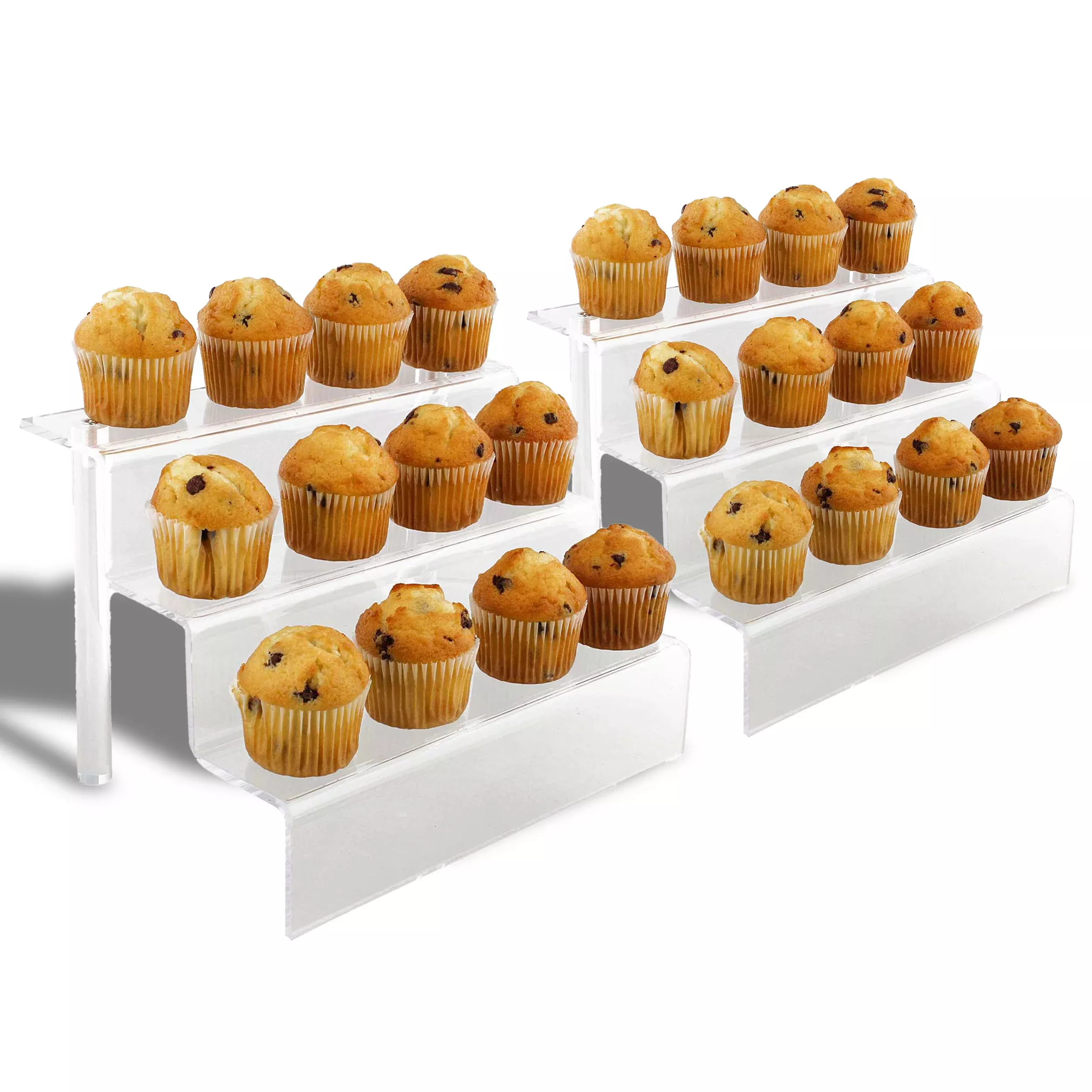 acrylic-display-shelf-riser-2pk-clear-acrylic-stand-3-tiered-riser Acrylic Display Shelf Riser - 2pk Clear Acrylic Stand 3-Tiered Riser