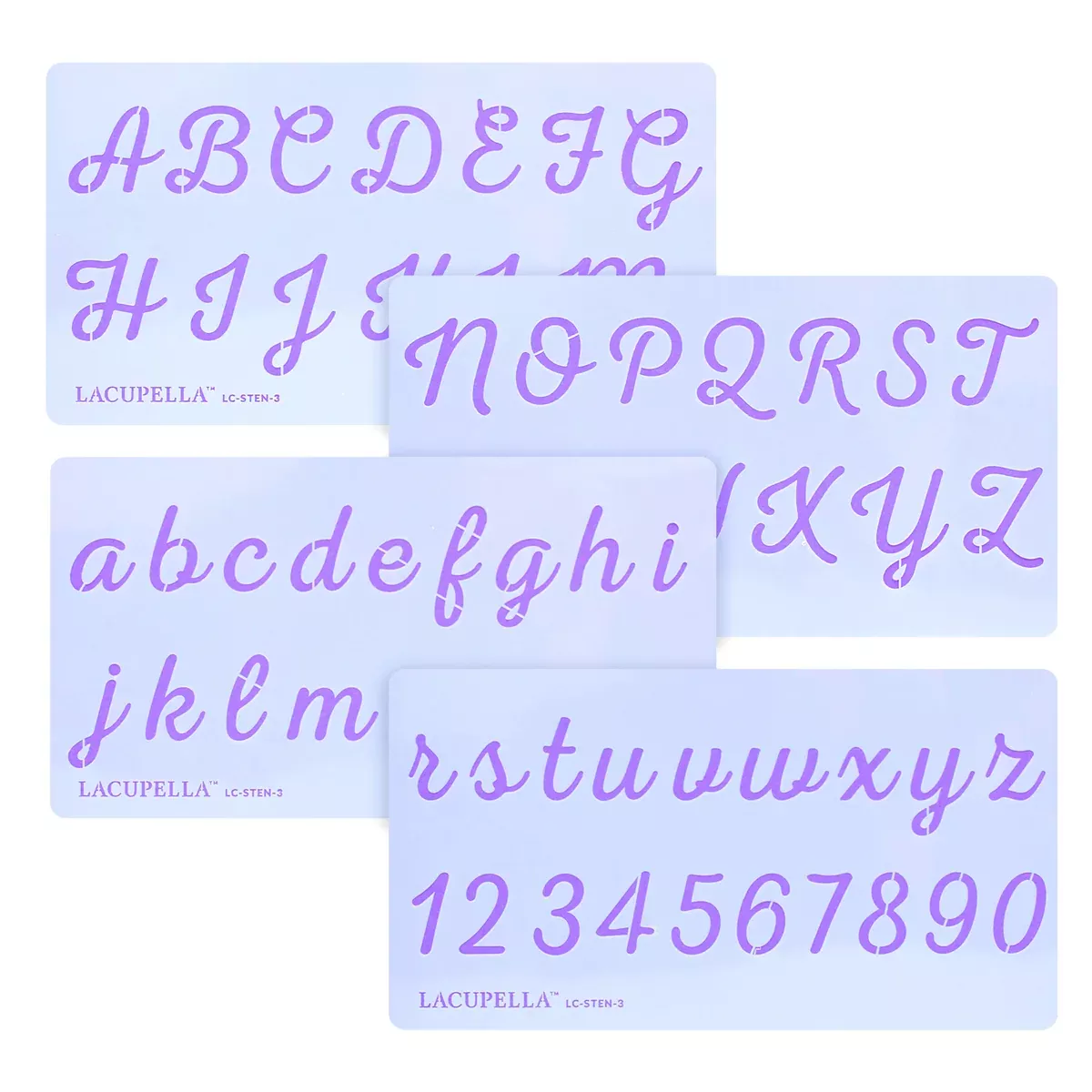 Acrylic Script Stencils - Letters & Numbers