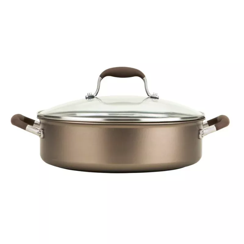anolon-advanced-28cm-glass-lidded-shallow-casserole-umber Anolon Advanced 28cm Glass-Lidded Shallow Casserole Umber