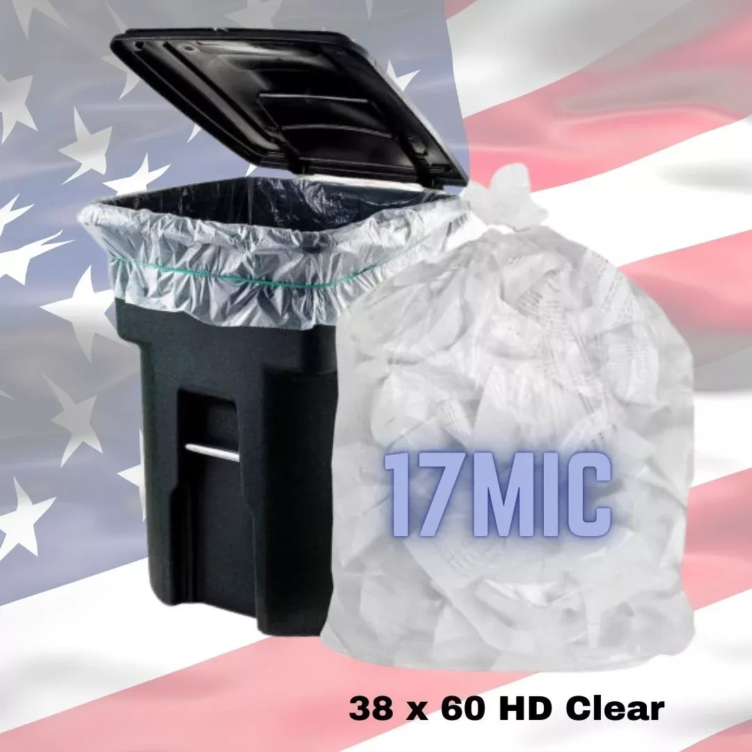 Antimicrobial Coreless Clear Trash Bags, 58 Gallon - Case of 200