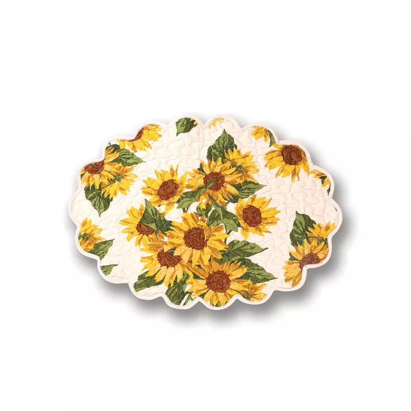 april-cornell-quilted-placemat-sunflower-valley-ecru APRIL CORNELL QUILTED PLACEMAT SUNFLOWER VALLEY ECRU