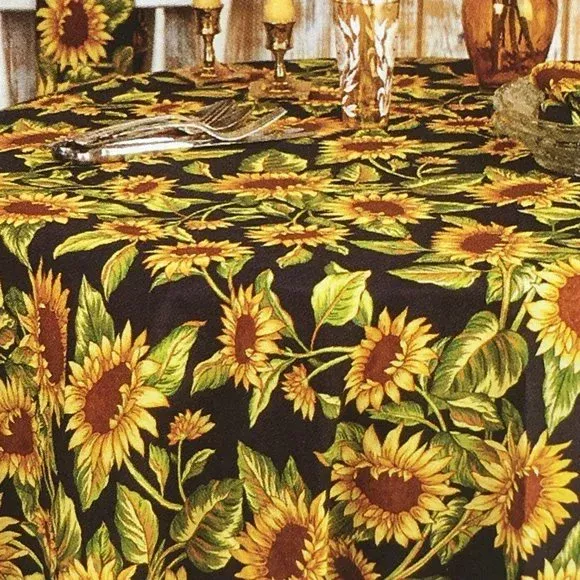 april-cornell-tablecloth-round-sunflower-valley-black88 APRIL CORNELL TABLECLOTH ROUND SUNFLOWER VALLEY BLACK88"