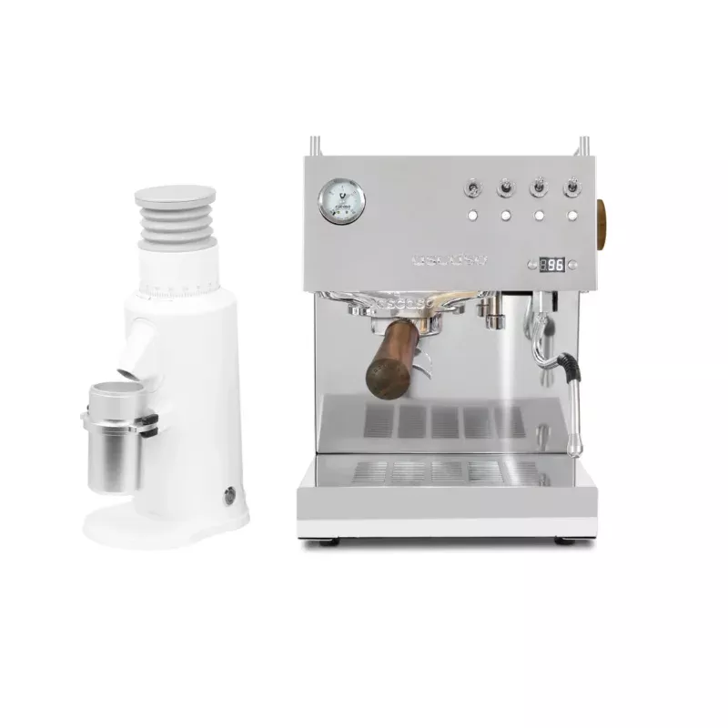 ascaso-steel-duo-polished-t64-single-dose-coffee-grinder-white-bundle Ascaso Steel Duo (Polished) & T64 Single Dose Coffee Grinder (White) Bundle