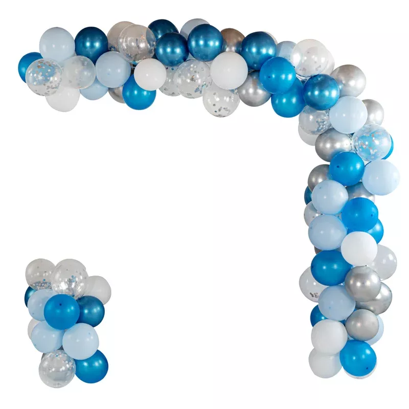 Balloonify Blue Silver and White Balloon Arch / Garland Kit – 104 Pieces – 1 count box