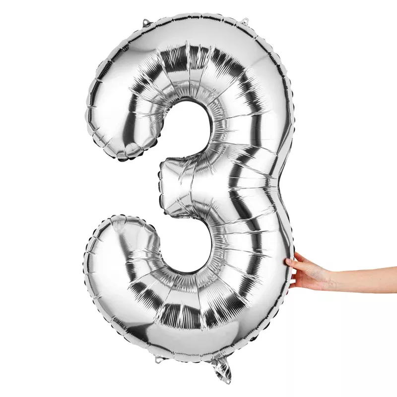 Balloonify Silver Mylar Number 3 Balloon – 40″ – 1 count box