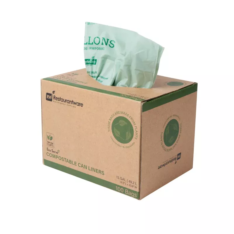 basic-nature-13-gal-green-plastic-trash-can-liner-compostable-100-count-box Basic Nature 13 gal Green Plastic Trash Can Liner – Compostable – 100 count box