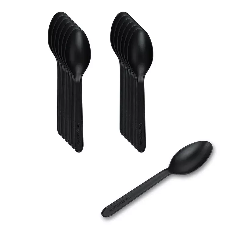basic-nature-black-cpla-plastic-dessert-spoon-heat-resistant-compostable-4-1000- Basic Nature Black CPLA Plastic Dessert Spoon – Heat-Resistant Compostable – 4″ – 1000 count box