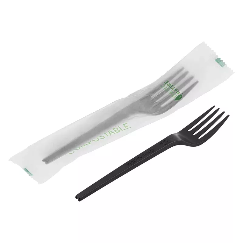 basic-nature-black-cpla-plastic-fork-compostable-wrapper-heat-resistant-6-1-2-20 Basic Nature Black CPLA Plastic Fork – Compostable Wrapper Heat-Resistant – 6 1/2″ – 2000 count box