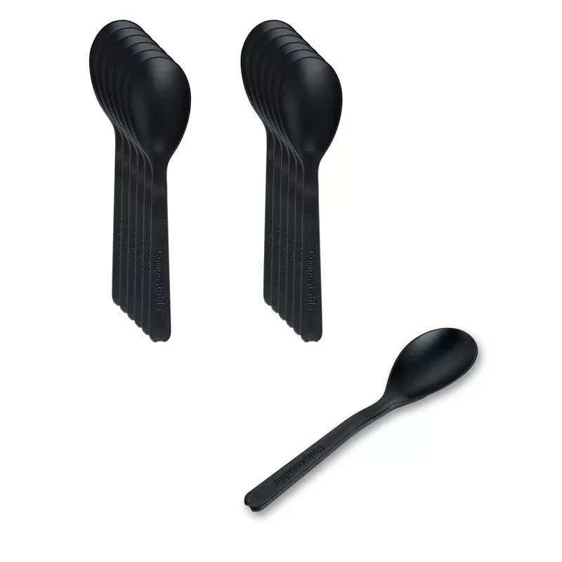 basic-nature-black-cpla-plastic-mini-spoon-heat-resistant-compostable-4-1000-cou Basic Nature Black CPLA Plastic Mini Spoon – Heat-Resistant Compostable – 4″ – 1000 count box