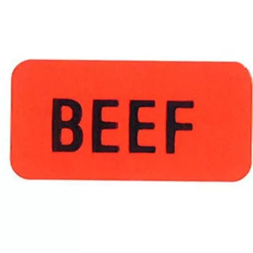 Beef Black on Red Short Oval - Roll of 1000