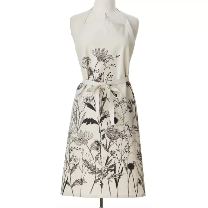 Black Botanical Apron