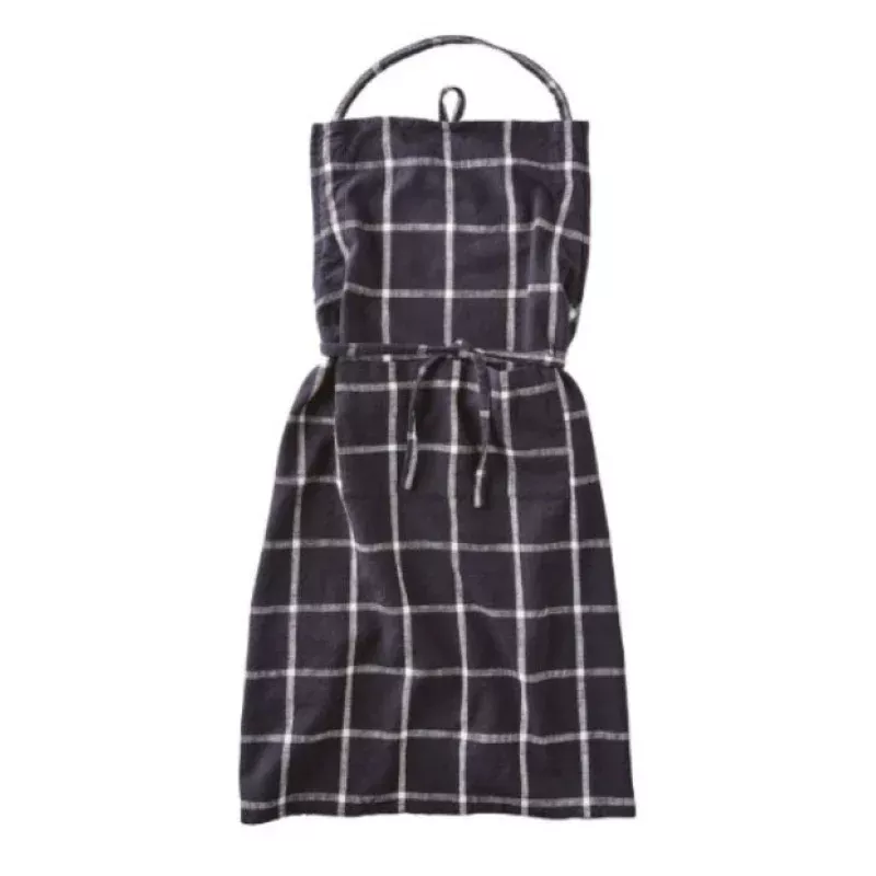 black-classic-check-slub-apron Black Classic Check Slub Apron
