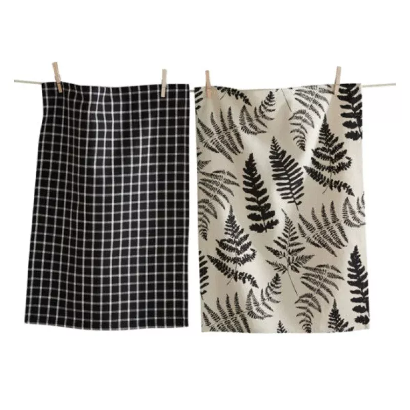 black-multi-fern-dishtowel-s-2 Black Multi Fern Dishtowel S/2