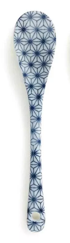 BLUE & WHITE DESSERT SPOON-GEO