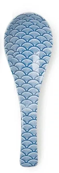 BLUE & WHITE SOUP SPOON 5.5” -CIRCLES