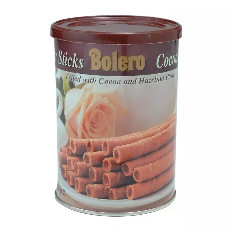 bolero-cocoa-hazelnut-wafer-sticks-tin-400g-ht335 Bolero Cocoa/Hazelnut Wafer Sticks Tin 400g – HT335