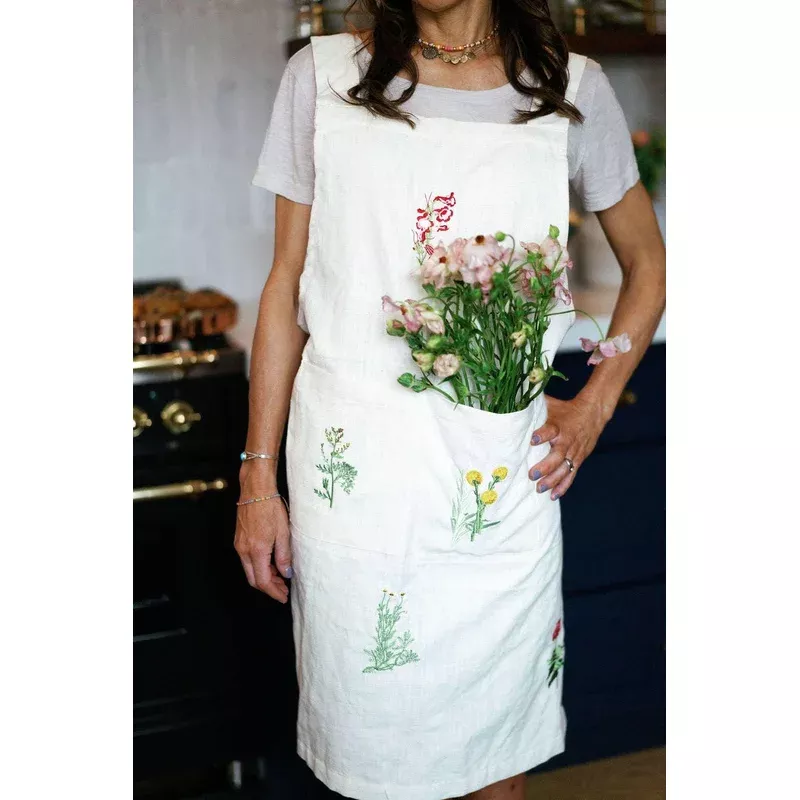 Botanical Embroidered Apron