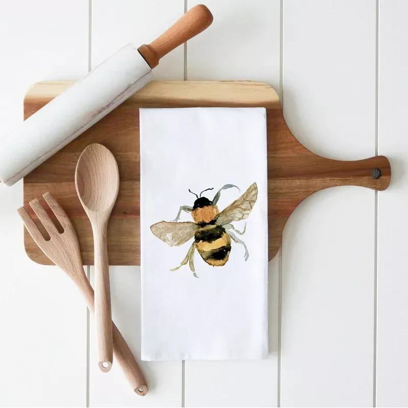bumble-bee-tea-towel-white BUMBLE BEE TEA TOWEL: WHITE