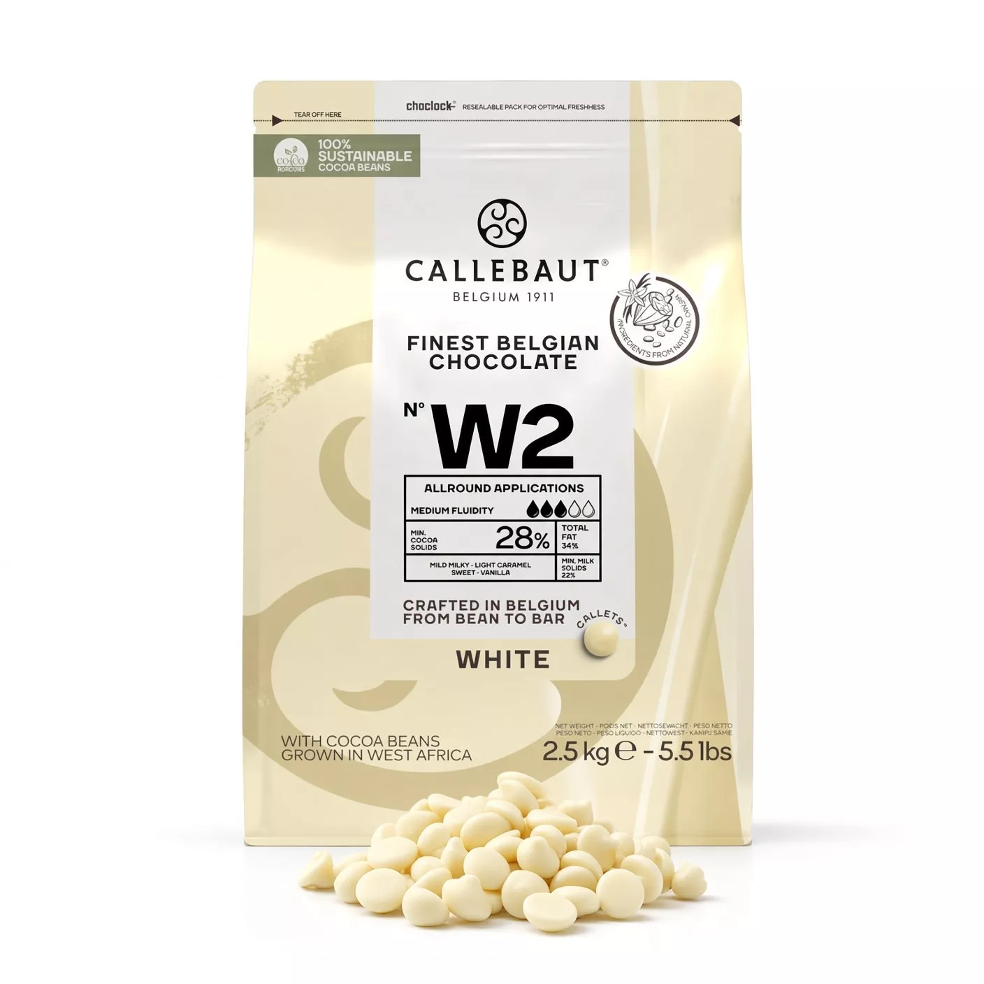 callebaut-w2-white-chocolate-28-5-5-lb Callebaut - W2 White Chocolate 28% - 5.5 lb