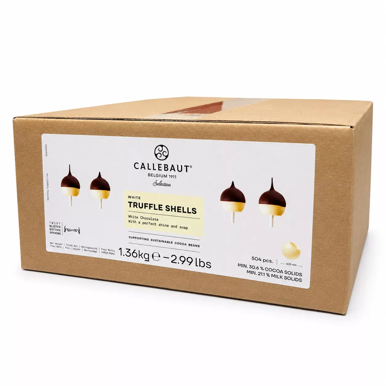callebaut-white-chocolate-truffle-shells-1-504-ct Callebaut - White Chocolate Truffle Shells - 1" (504 ct)