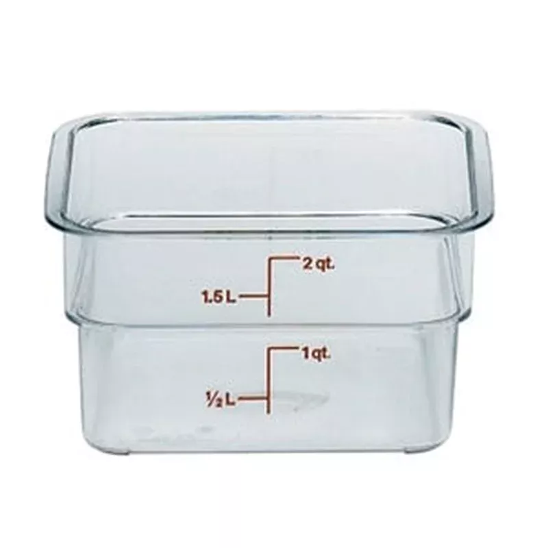 Cambro 2 Quart Clear Measuring Plastic Square Container-6 Each