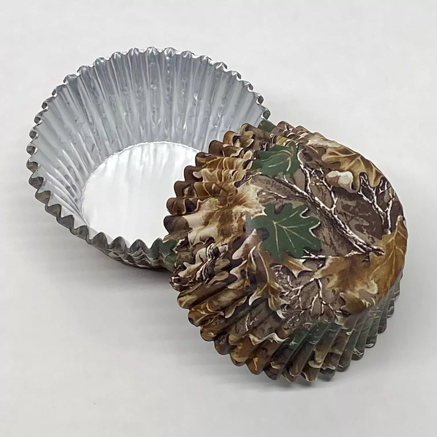 camouflage-cupcake-liners-with-large-leaf-design-50ish-cupcake-liners Camouflage Cupcake Liners with Large Leaf Design - 50ish Cupcake Liners