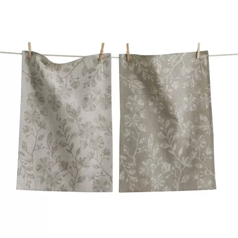 canyon-print-floral-towel-s-2-white Canyon Print Floral Towel S/2 White