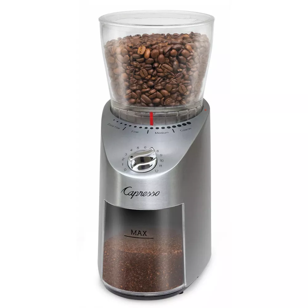 capresso-infinity-plus-conical-burr-coffee-grinder-in-metal Capresso Infinity Plus Conical Burr Coffee Grinder In Metal