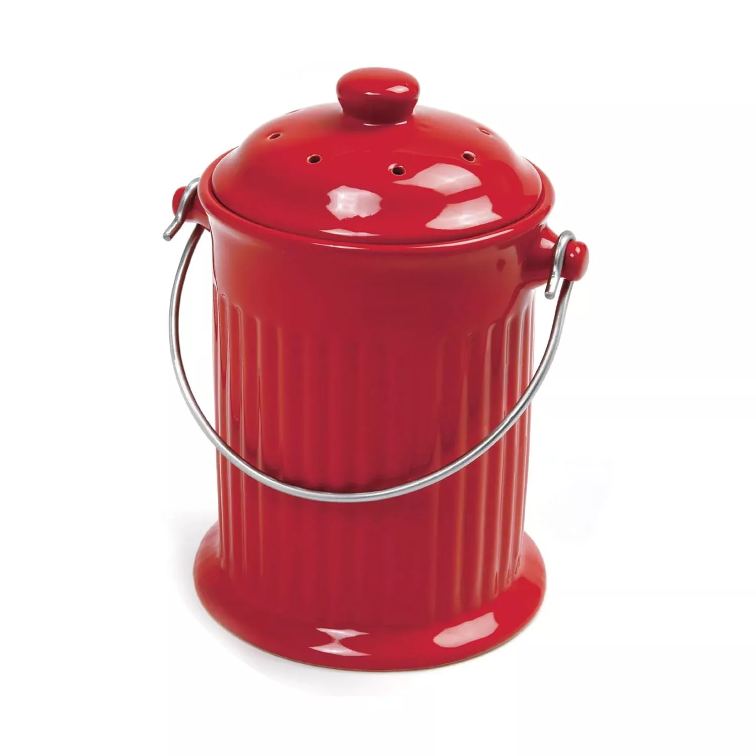 Ceramic Compost Crock RED